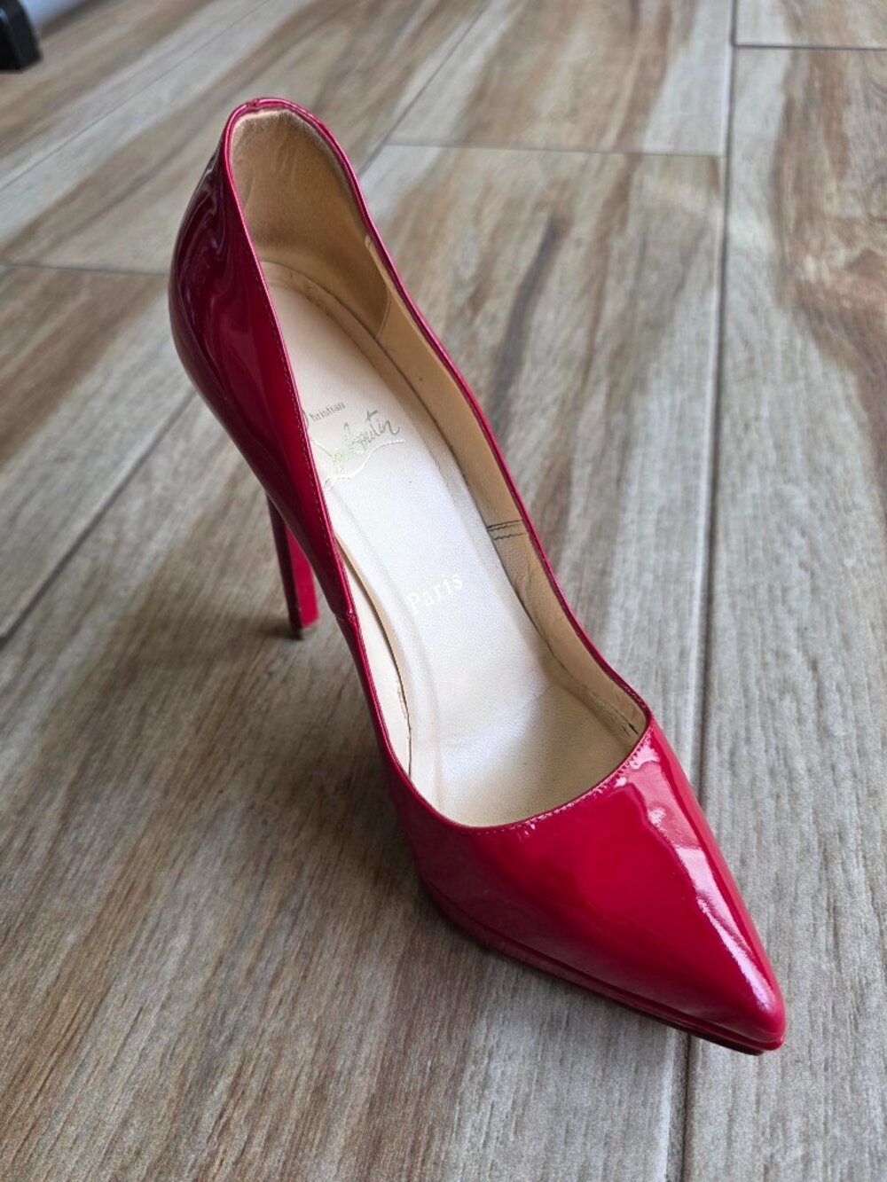 Christian Louboutin Pigalle Plato Red Patent Leather Pumps Eur. 37.5